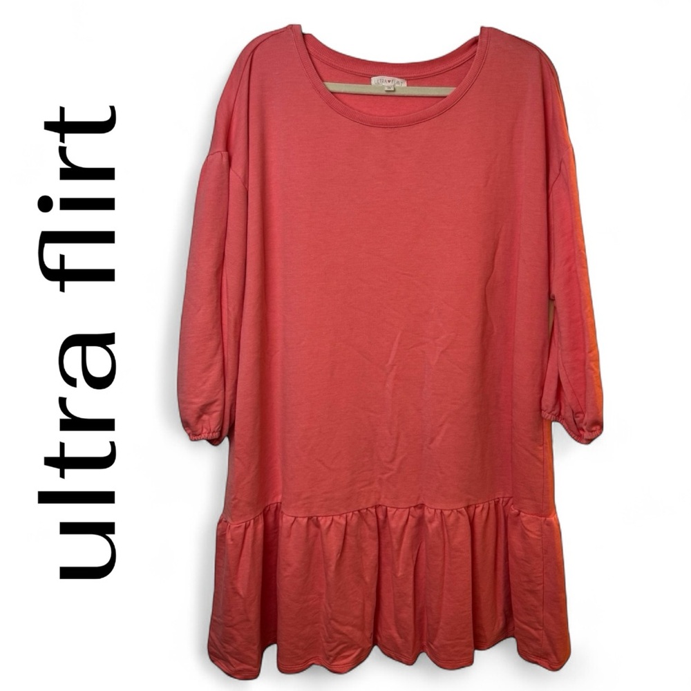 ULTRA FLIRT Sweatshirt Mini Dress Size 3X Juniors Coral NEW